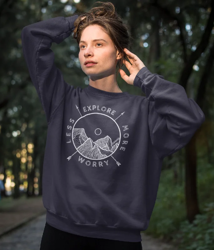 Explore More Worry Less Unisex Organic Cotton Sweatshirt Hoodie with Lace Feminine Delicate Explore More Worry Less Unisex Organic Cotton Sweatshirt Hoodie with Lace Feminine Delicate