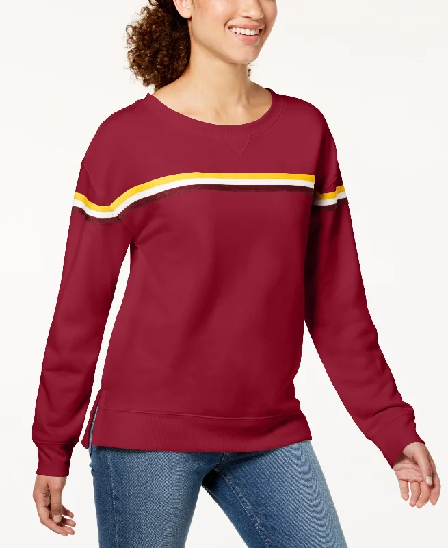 Juniors' Striped Sweatshirt Hoodie with Contrast Stitching Detailed Premium