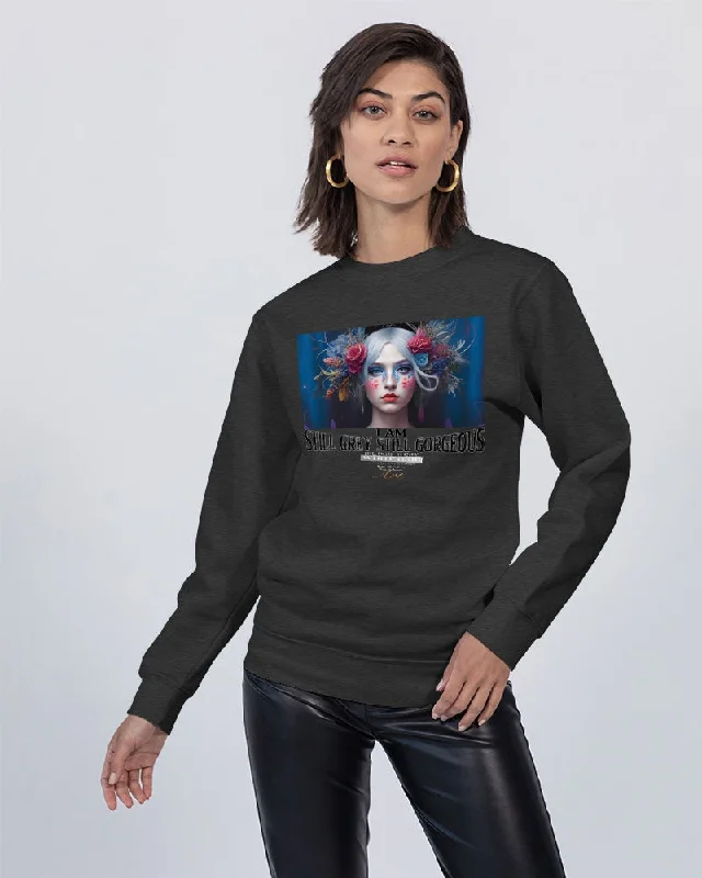 I am Still Grey Still Gorgeous Unisex Premium Crewneck Sweatshirt | Lane Seven Hoodie with Applique Textured Unique I am Still Grey Still Gorgeous Unisex Premium Crewneck Sweatshirt | Lane Seven Hoodie with Applique Textured Unique