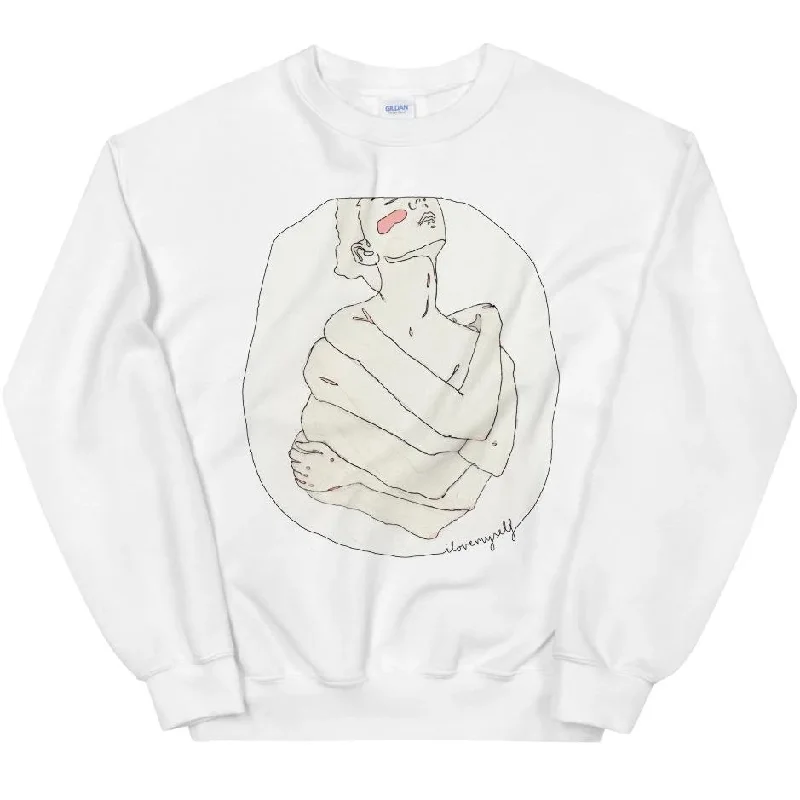 I Love Myself -- Sweatshirt Hoodie with Applique Textured Unique