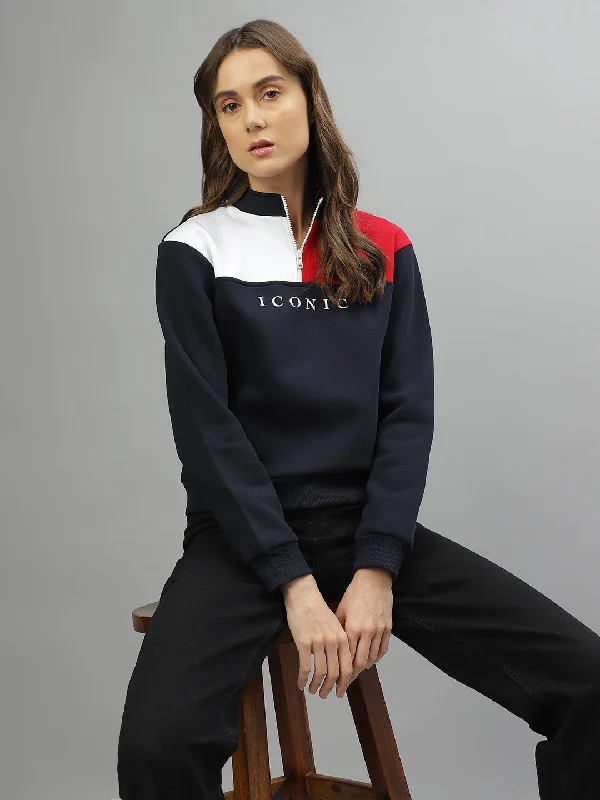 Iconic Women Multicolor Colorblocked Stand Collar Full Sleeves Sweatshirt Hoodie with Gradient Ombre Colorful Iconic Women Multicolor Colorblocked Stand Collar Full Sleeves Sweatshirt Hoodie with Gradient Ombre Colorful