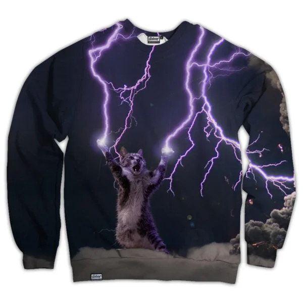 Lightning Cat Unisex Sweatshirt Hoodie with Illustration Artistic Creative