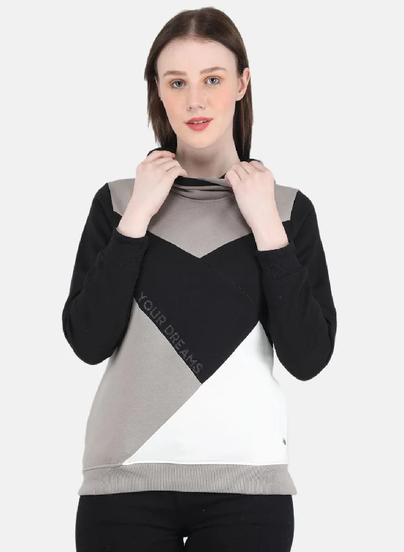 Women Multicolor Solid Sweatshirt Hoodie with Hem Frayed Vintage Worn