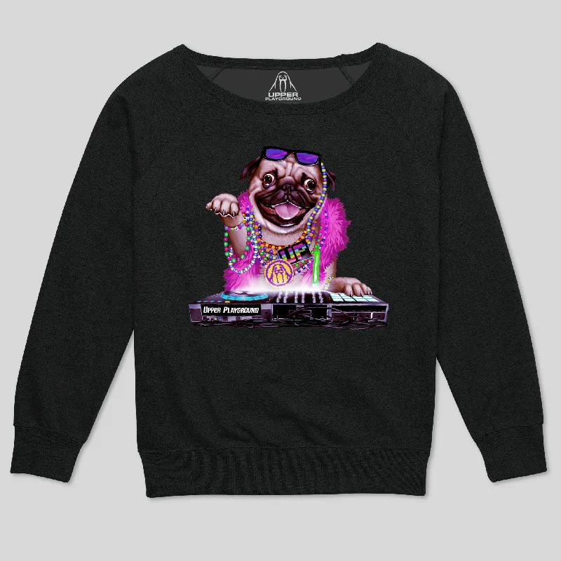PUG LYFE WOMEN'S SCOOP NECK SWEATSHIRT Hoodie with Pastel Soft Subtle