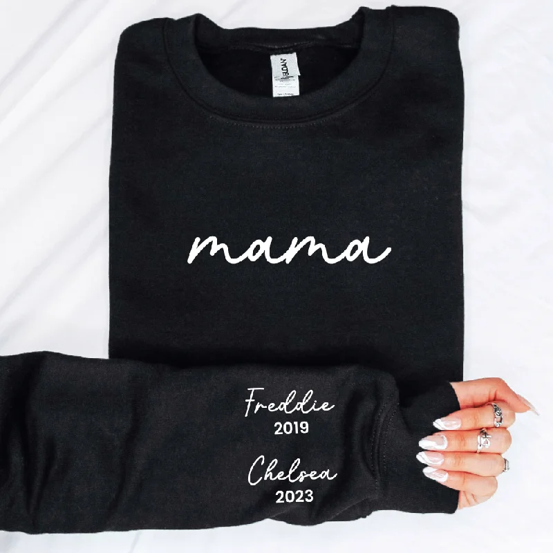 On My Sleeve Personalised Mama Sweatshirt Hoodie with Hem Lace Feminine Delicate
