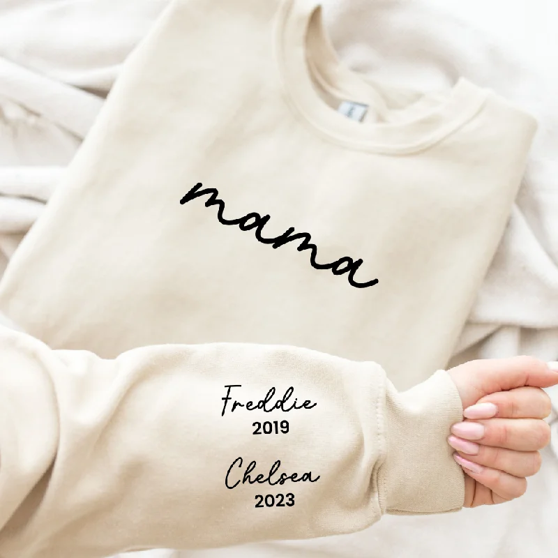 On My Sleeve Personalised Mama Sweatshirt Hoodie with Hem Ribbing Snug Secure