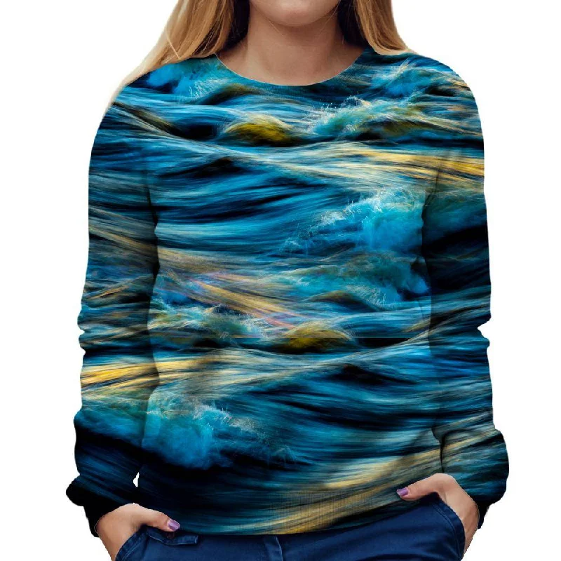 Painted Waves Womens Sweatshirt Hoodie with Toggle Buttons Decorative Unique