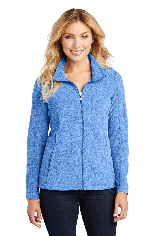 Port Authority Womens Pill Resistant Heather Microfleece Full Zip Sweatshirt - Heather Light Royal Blue Hoodie with Zipper Placket Modern Functional Port Authority Womens Pill Resistant Heather Microfleece Full Zip Sweatshirt - Heather Light Royal Blue Hoodie with Zipper Placket Modern Functional