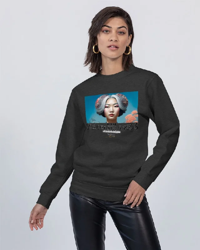 Promoting Asian women with silver grey Unisex Premium Crewneck Sweatshirt | Lane Seven Hoodie with High-Low Hem Asymmetrical Trendy Promoting Asian women with silver grey Unisex Premium Crewneck Sweatshirt | Lane Seven Hoodie with High-Low Hem Asymmetrical Trendy