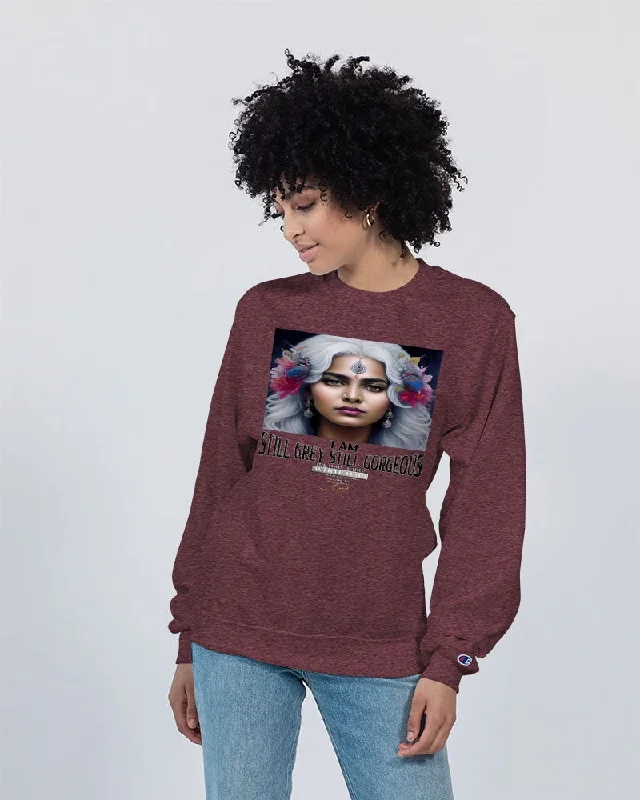 Promoting Indian women with silver grey hair Unisex Sweatshirt | Champion Hoodie with Rhinestones Sparkly Elegant Promoting Indian women with silver grey hair Unisex Sweatshirt | Champion Hoodie with Rhinestones Sparkly Elegant