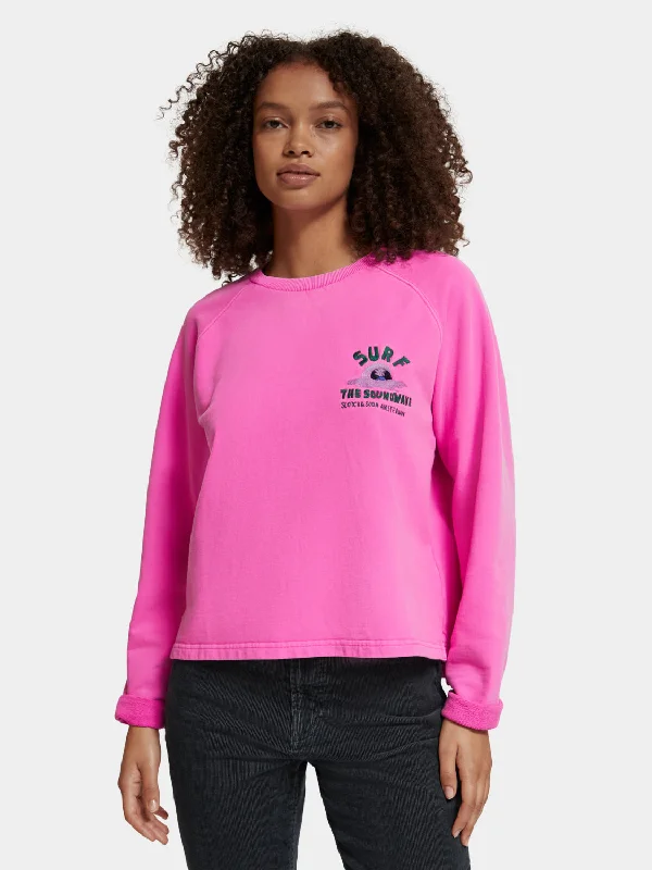 Raglan crewneck sweatshirt Hoodie with Rhinestones Sparkly Elegant