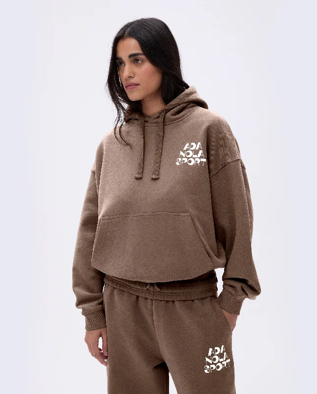 Retro Relaxed Hoodie - Pebble Brown/Marshmallow White Hoodie with Monochrome Minimalist Simple Retro Relaxed Hoodie - Pebble Brown/Marshmallow White Hoodie with Monochrome Minimalist Simple