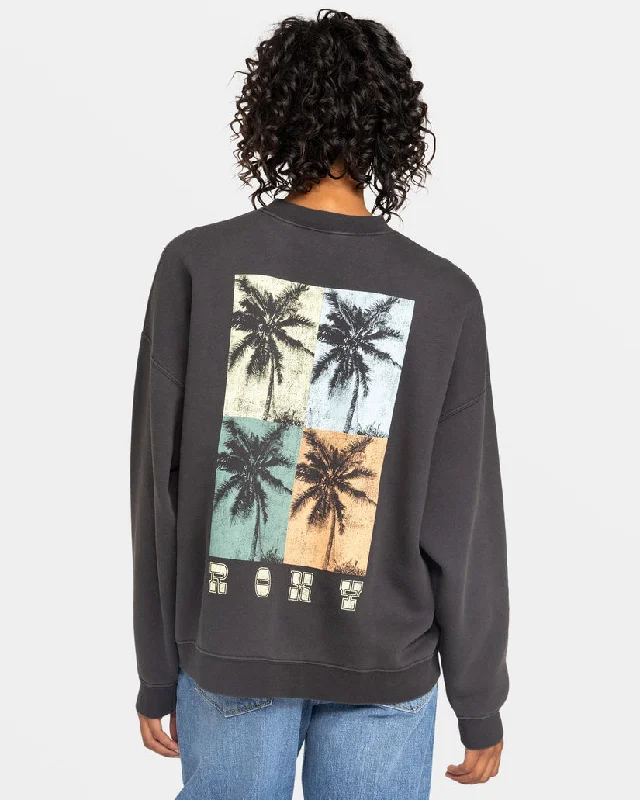 Roxy Lineup Pullover Sweatshirt - PHANTOM Hoodie with Batwing Sleeves Loose Dramatic Roxy Lineup Pullover Sweatshirt - PHANTOM Hoodie with Batwing Sleeves Loose Dramatic