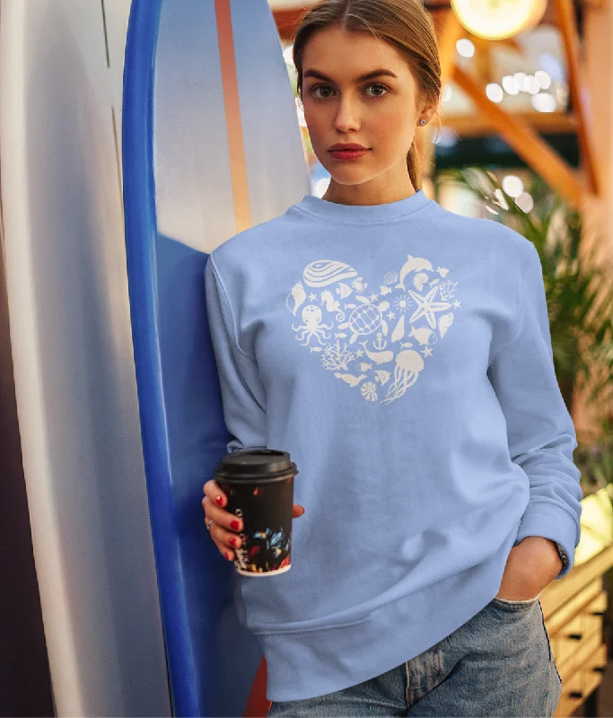 Sea at Heart Organic Sweatshirt Hoodie with Side Slits Relaxed Casual