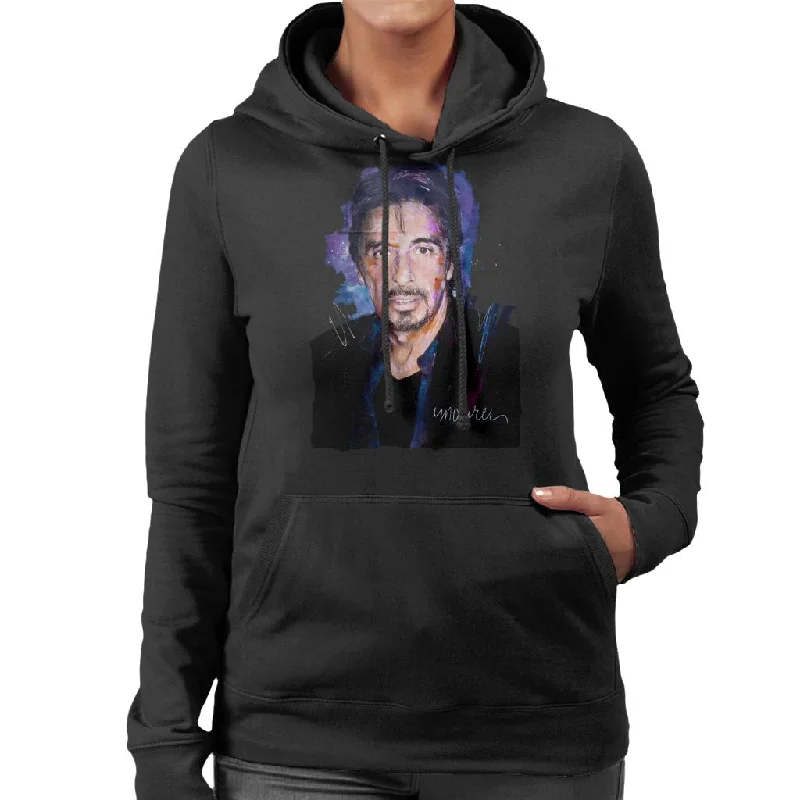 Sidney Maurer Original Portrait Of Al Pacino Goatee Women's Hooded Sweatshirt Hoodie with Patch Decorative Personalized