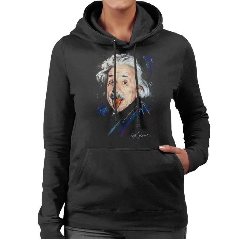 Sidney Maurer Original Portrait Of Albert Einstein Women's Hooded Sweatshirt Hoodie with Turtle Neck Cozy Winter