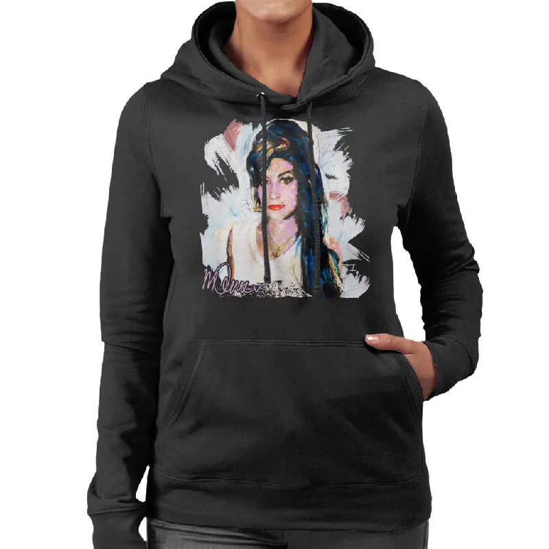 Sidney Maurer Original Portrait Of Amy Winehouse Anchor Necklace Women's Hooded Sweatshirt Hoodie with Rolled Sleeves Casual Relaxed Sidney Maurer Original Portrait Of Amy Winehouse Anchor Necklace Women's Hooded Sweatshirt Hoodie with Rolled Sleeves Casual Relaxed
