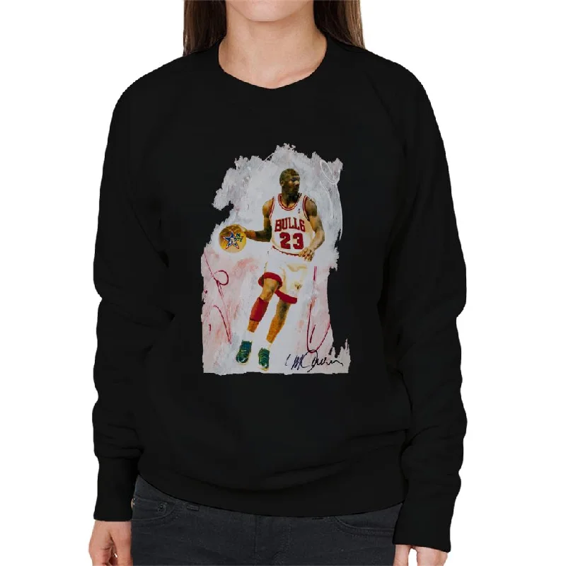Sidney Maurer Original Portrait Of Basketball Star Michael Jordan Women's Sweatshirt Hoodie with Zipper Versatile Modern Sidney Maurer Original Portrait Of Basketball Star Michael Jordan Women's Sweatshirt Hoodie with Zipper Versatile Modern
