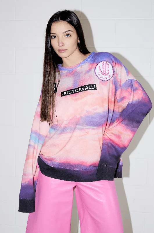 Tie-Dye Sweatshirt Hoodie with Relaxed Fit Easy Casual