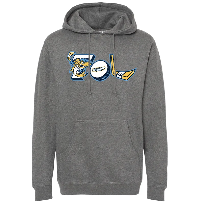 Toledo Walleye TOL Puck & Stick Hoodie Hoodie with Hem Raw Edge Edgy Unfinished