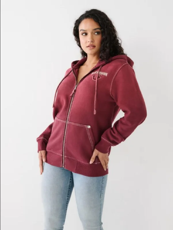 True Religion Women Red Printed Hooded Full Sleeves Sweatshirt Hoodie with Relaxed Fit Easy Casual True Religion Women Red Printed Hooded Full Sleeves Sweatshirt Hoodie with Relaxed Fit Easy Casual