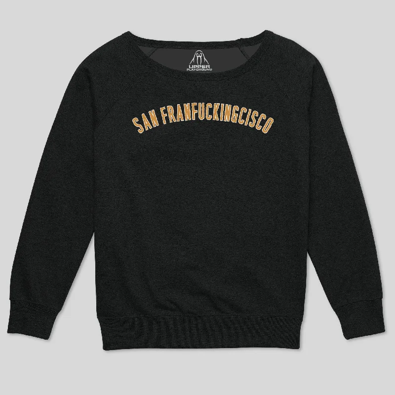 SAN FRANFUCKINGCISCO WOMEN'S SCOOP NECK SWEATSHIRT Hoodie with Emblem Brand Identity SAN FRANFUCKINGCISCO WOMEN'S SCOOP NECK SWEATSHIRT Hoodie with Emblem Brand Identity
