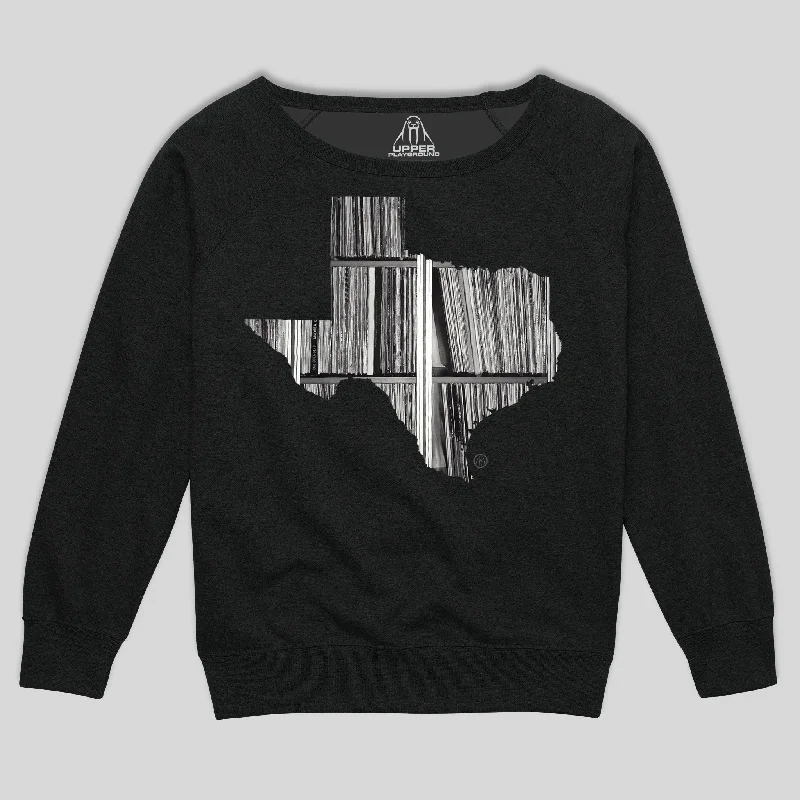 TX RECORDS WOMEN'S SCOOP NECK SWEATSHIRT Hoodie with Raw Hem Edgy Unfinished