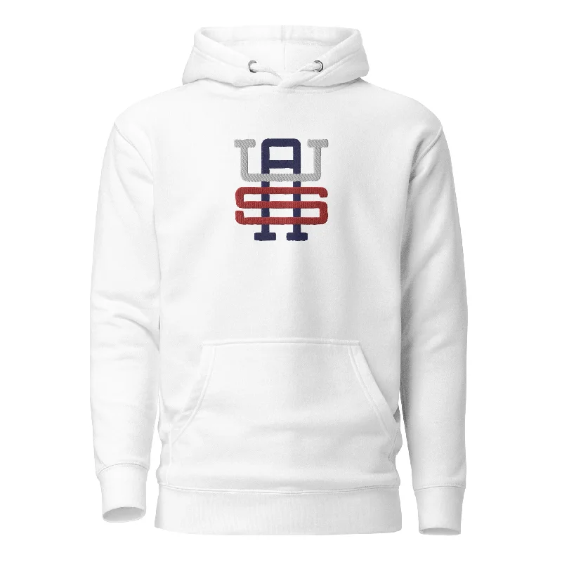 USA Monogram Embroidered Unisex Hoodie Hoodie with Half-Zip Sporty Casual