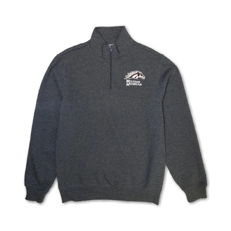 Western Michigan 1/4 Zip Pullover Sweatshirt Hoodie with Color Block Contrast Stylish Western Michigan 1/4 Zip Pullover Sweatshirt Hoodie with Color Block Contrast Stylish