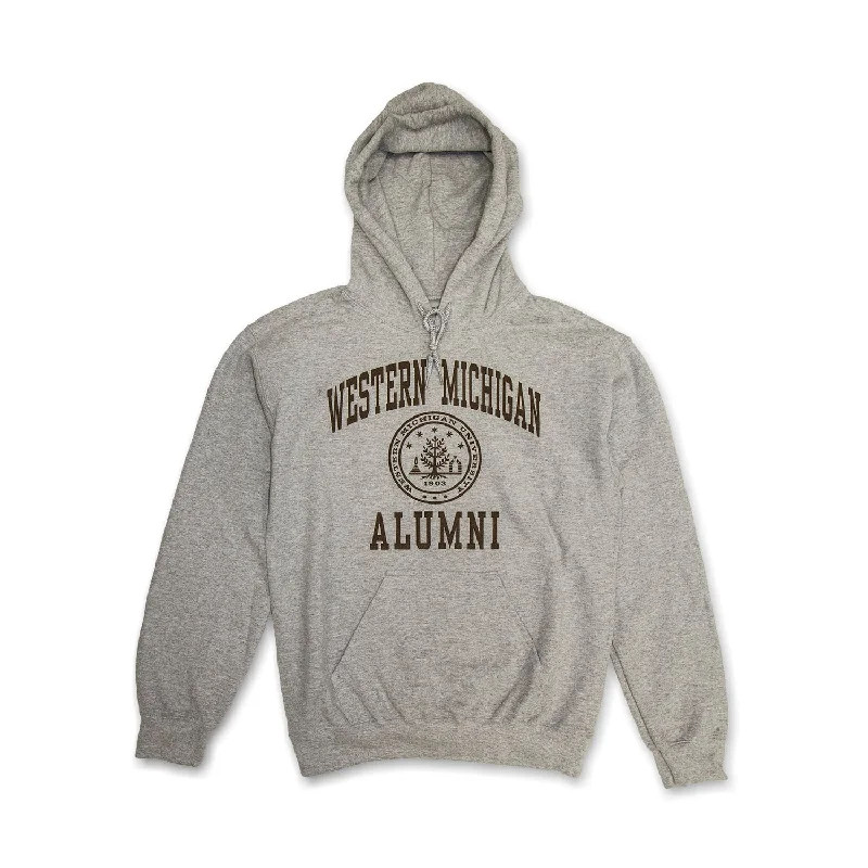 Western Michigan Seal Alumni Hoodie Hoodie with Exposed Zipper Edgy Industrial