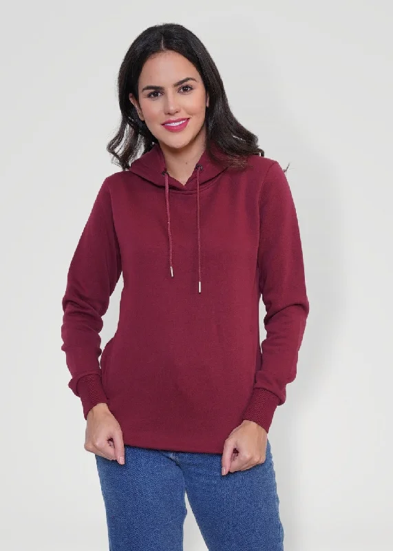 Wine Solid Hoodie Sweatshirt For Women | Pronk Hoodie with Lace Feminine Delicate