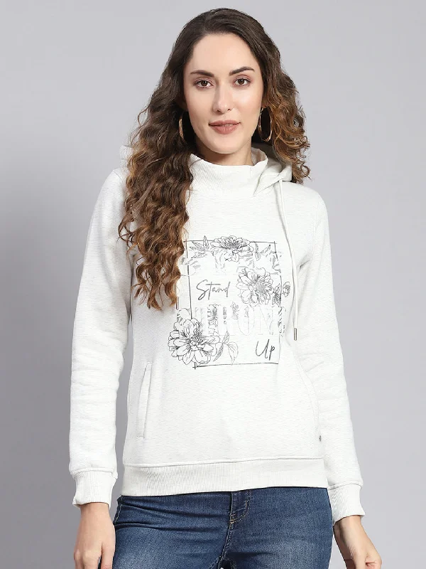 Women Off White Printed Hooded Full Sleeve Sweatshirts Hoodie with Velcro Closure Adjustable Secure Women Off White Printed Hooded Full Sleeve Sweatshirts Hoodie with Velcro Closure Adjustable Secure