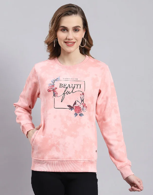Women Pink Printed Round Neck Full Sleeve Sweatshirt Hoodie with Typography Text Message Women Pink Printed Round Neck Full Sleeve Sweatshirt Hoodie with Typography Text Message
