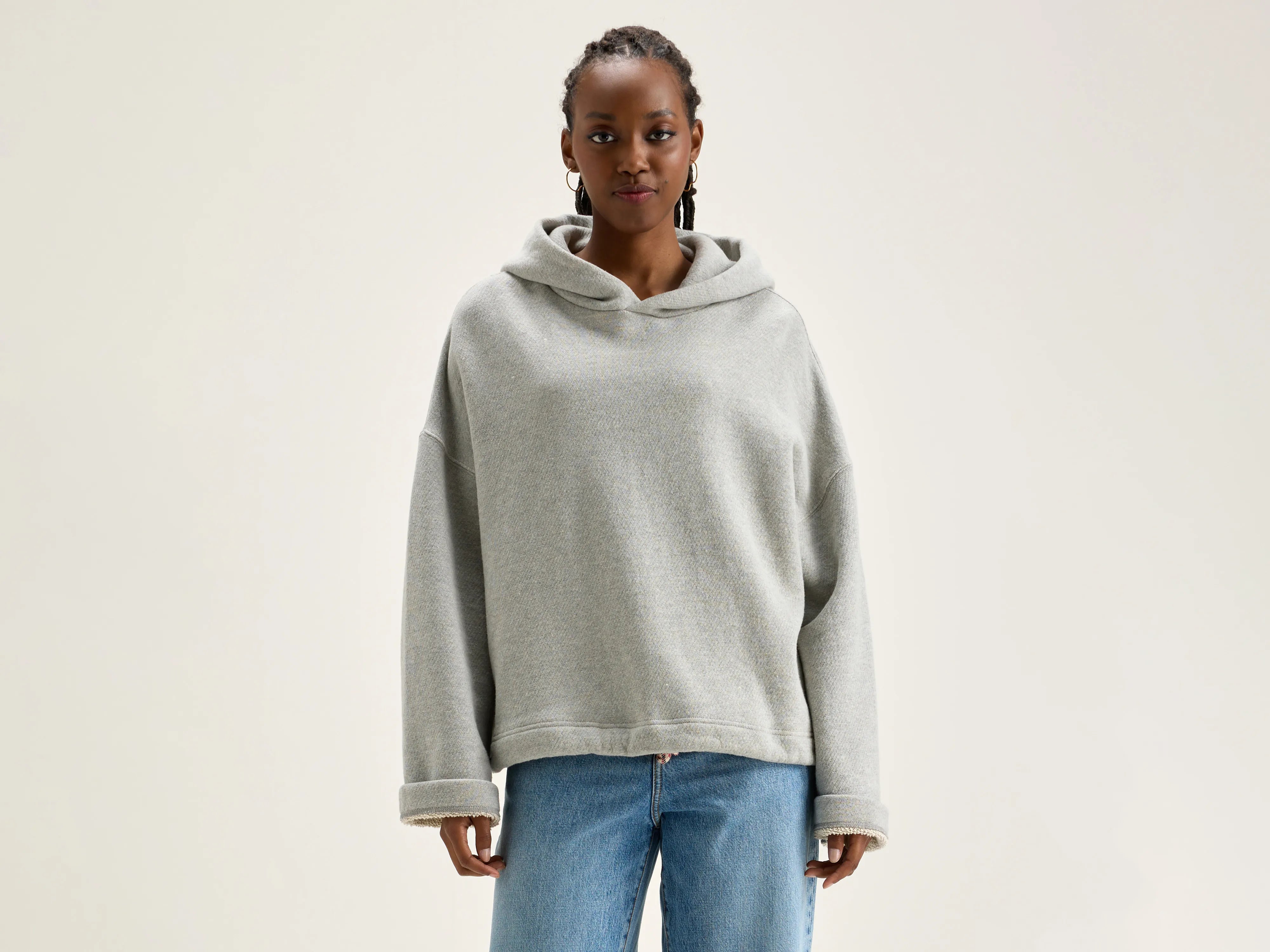 Cate hoodie (242 / W / H. GREY) Hooded Sweatshirt Casual Wear Street Style