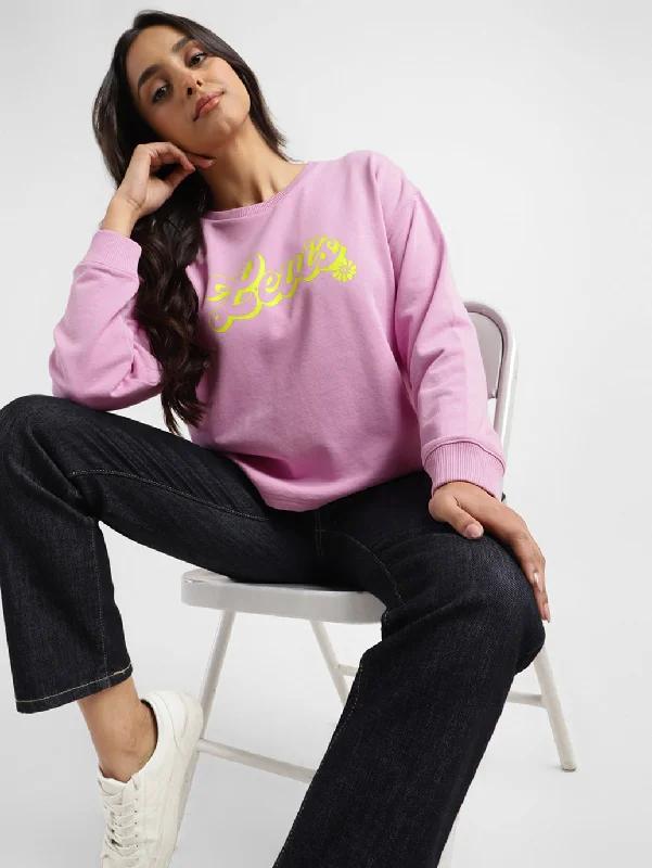 Women's Graphic Print Crew Neck Sweatshirt Hoodie with Pastel Soft Subtle